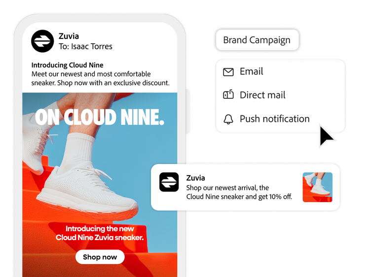 Sneaker ad campaign distributed across multiple engagement touchpoints.