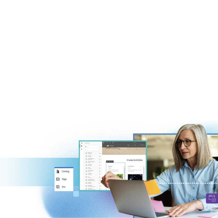 background image of woman on laptop looking at cruise information