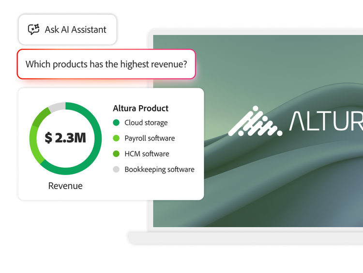 A graph summarizing product revenue generated with AI Assistant.