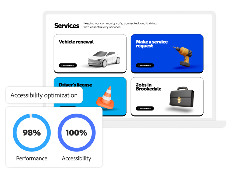 City services online portal and corresponding accessibility score