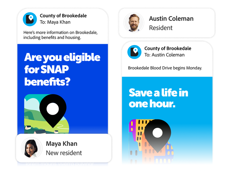 https://main--bacom--adobecom.aem.page/assets/videos/industries/government/media_1fb2eaa5ba0fb02cfe351de7e048906d23496cdbf.mp4#_autoplay1 | Two citizen profiles and two emails based on personalized journeys
