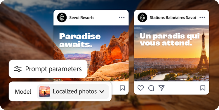 Generative AI creates two Instagram posts for local cultures from a prompt using a localized photo.