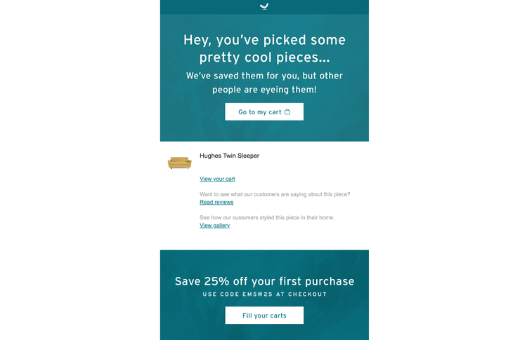 Joybird's abandoned basket discount