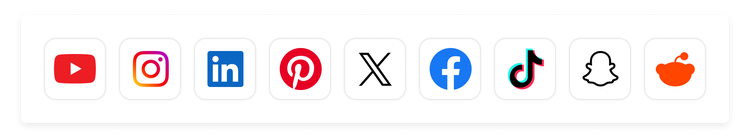 Nine social media app icons.