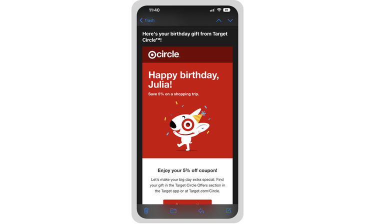 Birthday email for ecommerce marketing