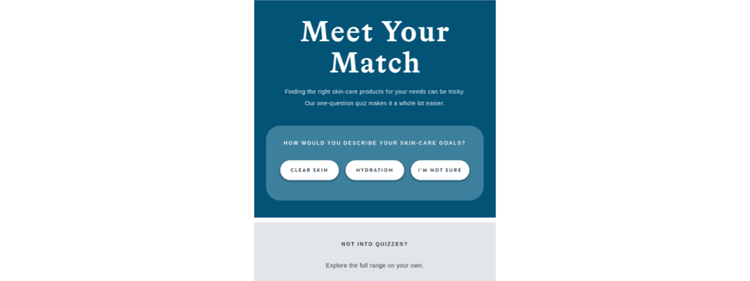 Harry's world offers a quiz to nurture their leads through email.