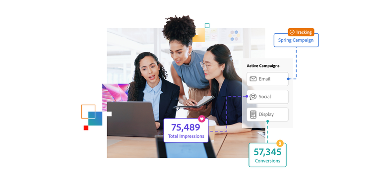 Three professionals reviewing digital marketing strategy outcomes