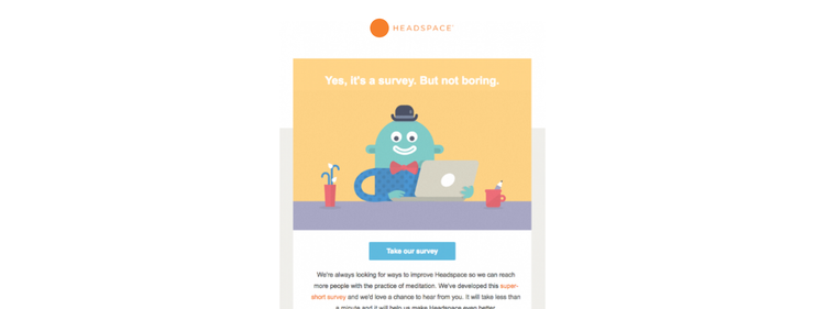 Headspace offers a survey in their lead nurturing email.