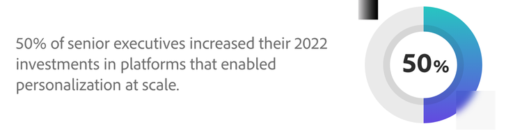 50% of senior executives increased their 2022 investments in platforms that enabled personalisation at scale.