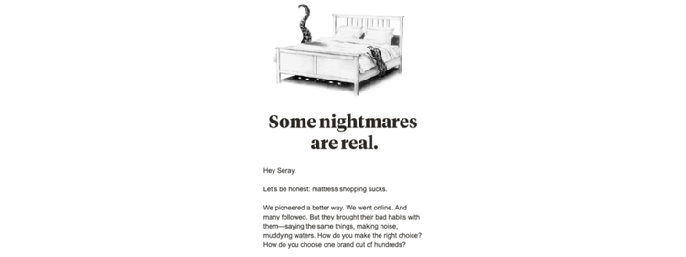 Tuft and Needle show an example of a quality lead-nurturing email
