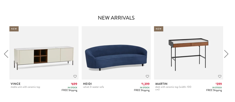New arrivals product recommendations
