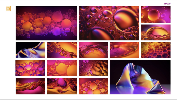 Orange and pink images created by Adobe Firefly to help communicate and pitch to stakeholders.