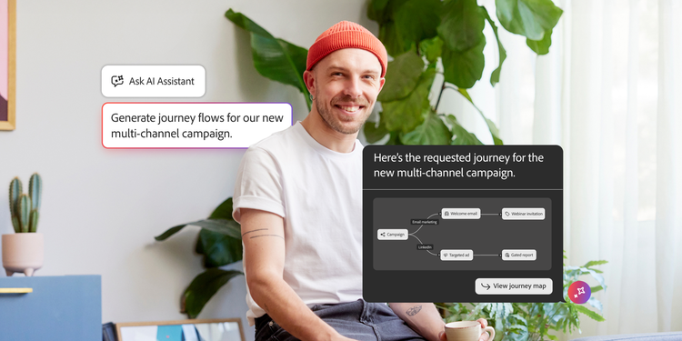 Prompt asking AI Assistant to “Generate and evaluate journey flows for our new multi-channel campaign.