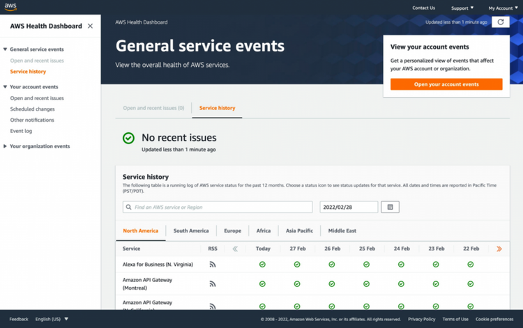 The Amazon website displays general service events as an example of headless commerce.