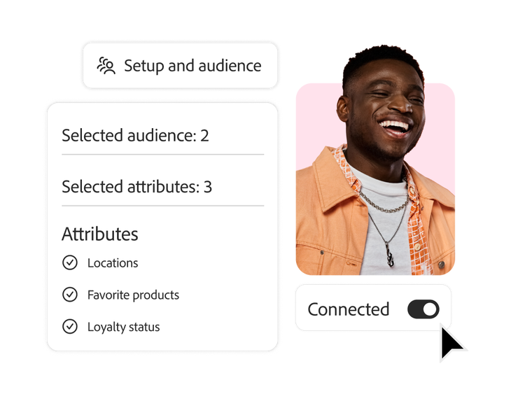 User profile connected to audience attributes and cross-channel interest signals