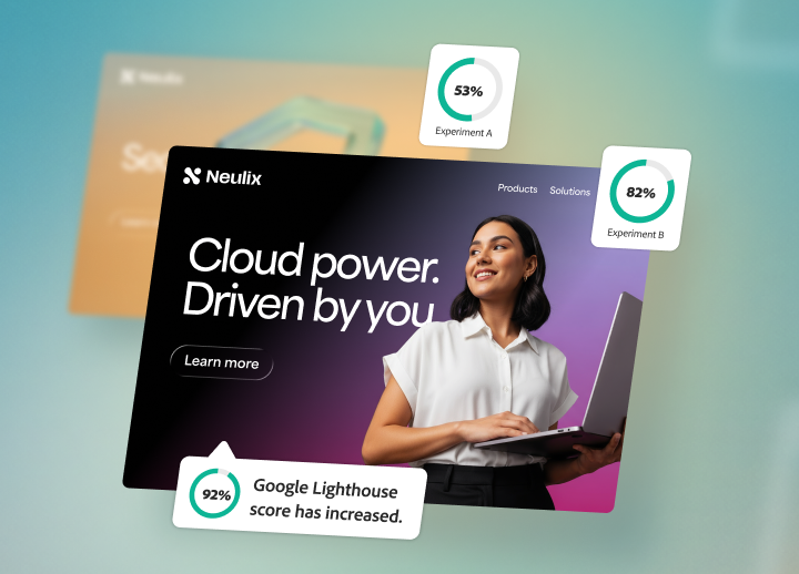 A happy marketer reviews increased conversion rate from her high-performing website