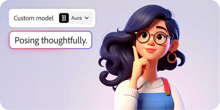 A customised brand character generated using a prompt of posing thoughtfully