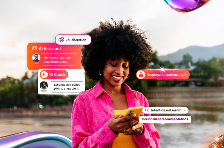 AI in Learning featuring abstract AI elements, connected nodes and text highlighting personalised and intelligent learning experiences.