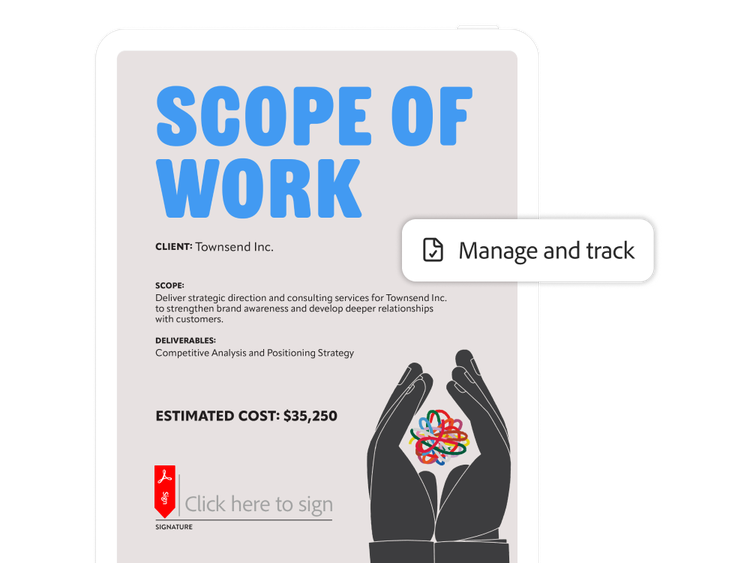 Scope of work document being managed and tracked