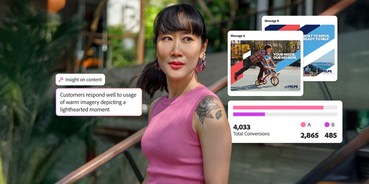 Digital overlays displaying content performance and AI-generated suggestions.