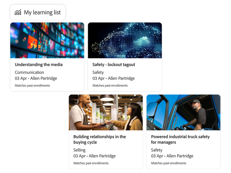 Custom learning module enrollments