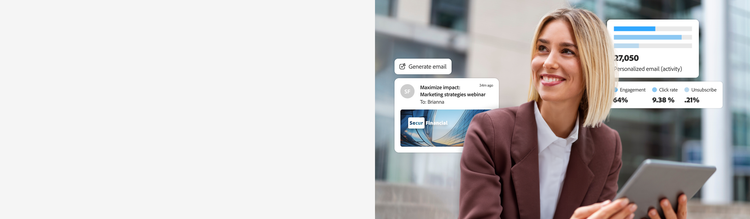 Marketer generating an email and an UI screen of campaign engagement insights