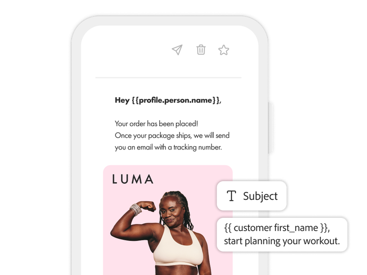 https://main--bacom--adobecom.hlx.page/fragments/products/modal/videos/journey-optimizer/dynamic-content/personalization-editor#personalization-editor | A retail order confirmation screen showing a field for dynamic personalisation | :play-medium: